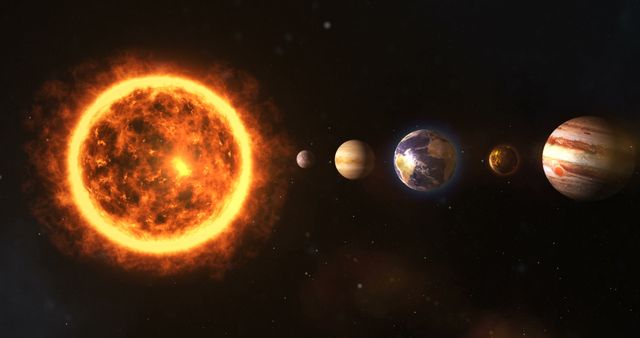 Solar System with Sun and Planets in Line - Download Free Stock Photos Pikwizard.com