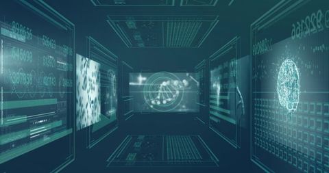 Digital Interface with Global Data Processing and Connectivity Themes