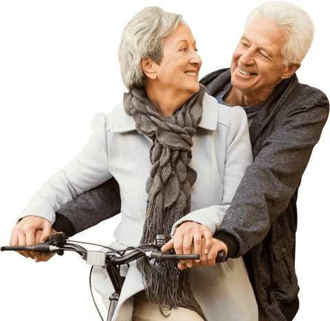 joyful senior couple smiling on transparent bicycle ride - Download Free Stock Videos Pikwizard.com