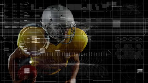Digital Data Overlay Intersecting with Football Player
