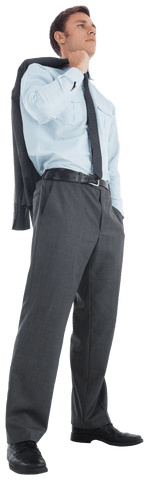 Confident Businessman Holding Jacket Looking Ready