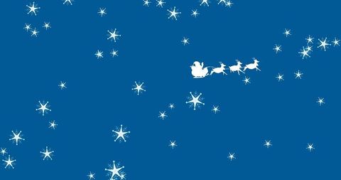 Santa Silhouette in Night Sky with Sleigh and Reindeer