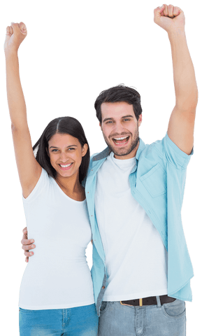 joyful couple cheering with raised fists on transparent background - Download Free Stock Videos Pikwizard.com