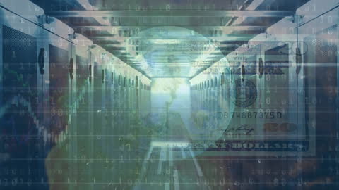 Global Finance Concepts with Burning Dollar and Stock Market Analysis