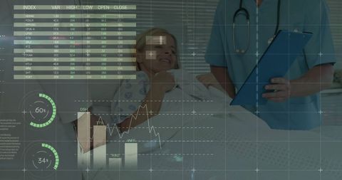 Healthcare Professionals with Financial Data Overlay in Hospital