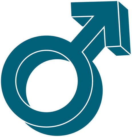 Floating flat male gender symbol on transparent background