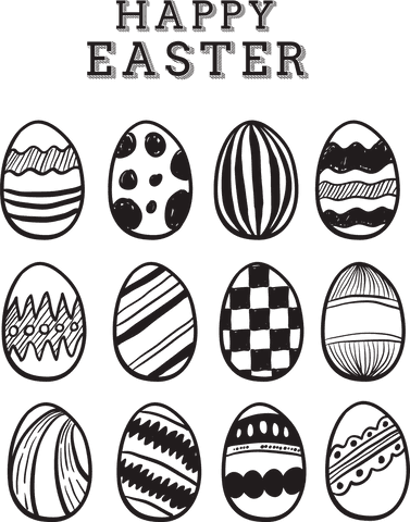 Happy easter text and eggs digital illustration on transparent background