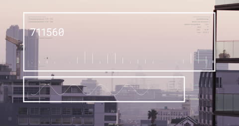 Mathematical Equations and Tunnel Animation Over Urban Cityscape