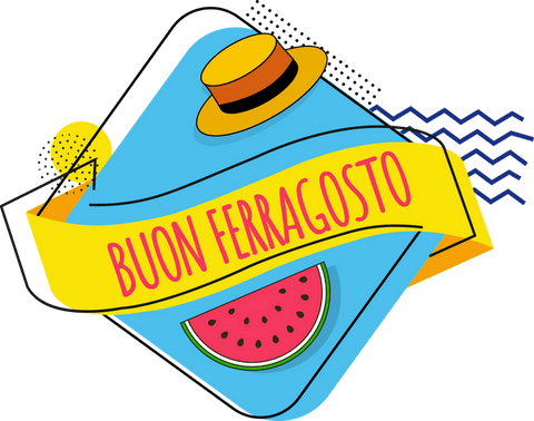 Vibrant ferragosto celebration with icons on transparent background