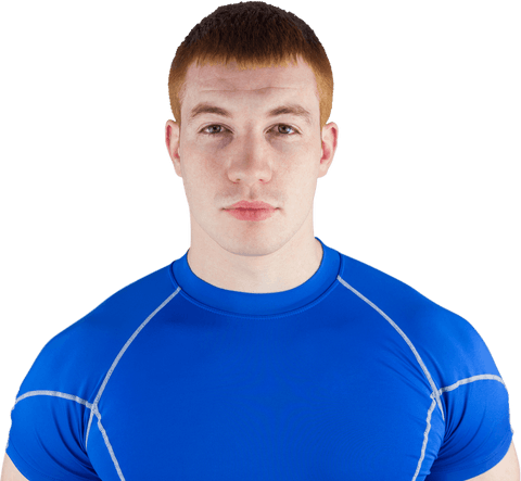 Transparent Background with Serious Rugby Player Wearing Blue Jersey