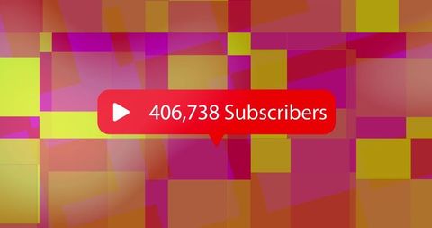 Animated Subscriber Button Over Abstract Geometric Background
