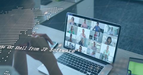 Virtual Meeting Concept with Multiple Participants on Laptop Screen