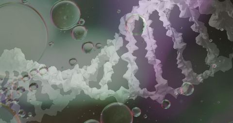 Digital DNA Strand and Bubbles with Blurred Background - Download Free Stock Images Pikwizard.com