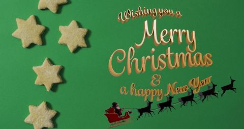 Festive Christmas and New Year Greeting with Star Cookies
