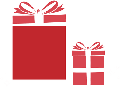 Minimalist Red Gift Boxes with White Ribbons on Transparent Background