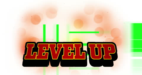 Level Up Text on Vibrant Abstract Background