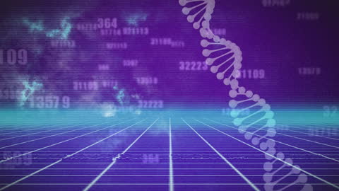 Futuristic DNA Strand and Data Connection Visualization