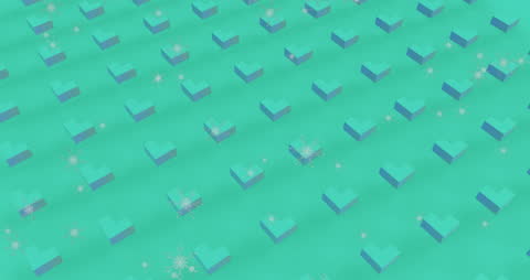3D Structures with Falling Particles on Green Background