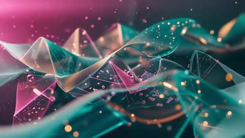 Abstract Futuristic Colorful Waves with Floating Spheres