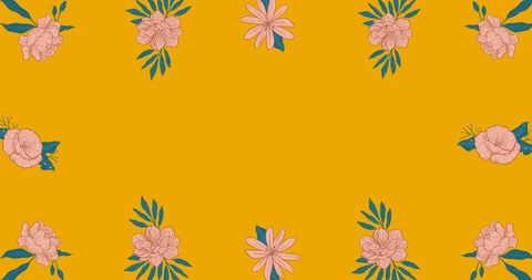 Animated Floral Frame on Vibrant Orange Background - Download Free Stock Images Pikwizard.com