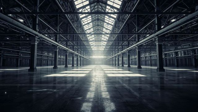 Expansive Industrial Warehouse with Steel Architecture