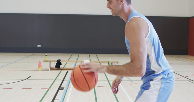 Man Dribbling Basketball Indoors - Download Free Stock Images Pikwizard.com