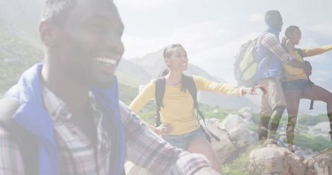 Couple Enjoying Hike in Scenic Mountain Landscapes