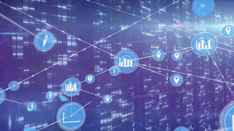 Digital Network Connections Over Data Processing Background