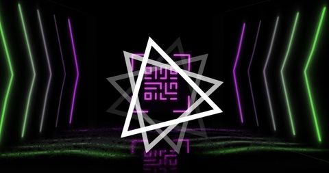 Futuristic Neon QR Code with Digital Geometric Elements - Download Free Stock Images Pikwizard.com