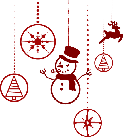 Transparent red christmas decorations hanging ornaments