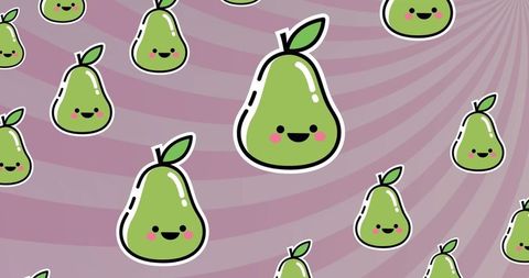 Seamless Pattern of Cute Green Pears on Purple Striped Background - Download Free Stock Images Pikwizard.com