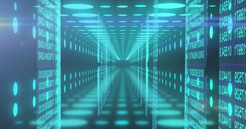Virtual Tunnel with Binary Data Flow for Digital Interface Concept - Download Free Stock Images Pikwizard.com