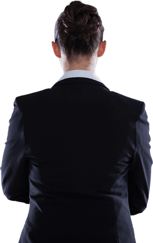 Transparent Rear View Businesswoman in Professional Attire