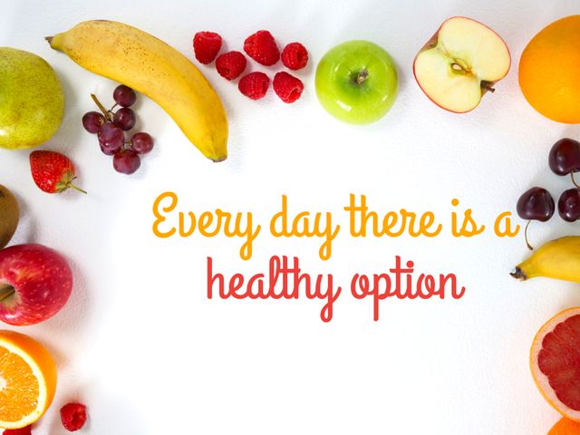 Colorful Fruit Assortment with Inspirational Healthy Eating Message - Download Free Stock Templates Pikwizard.com