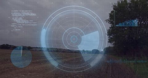 Advanced Radar Interface Over Rural Landscape - Download Free Stock Images Pikwizard.com