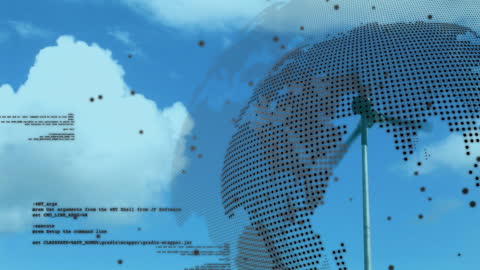 Digital Globe and Wind Turbine Animation Conceptualizing Global Ecology