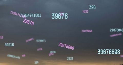 Digital Data Numbers Floating in the Sky at Dusk - Download Free Stock Images Pikwizard.com