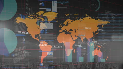 Global Finance Interface with World Map Overlay