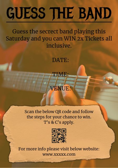 Promotional Music Event Poster with Guitar Background - Download Free Stock Templates Pikwizard.com