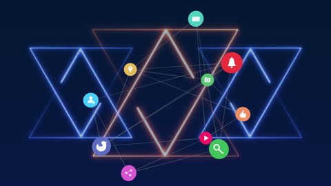 Digital Network with Neon Abstract Background