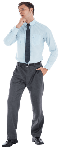 Transparent Thoughtful Businessman Contemplating Future