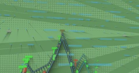 Abstract Data Trends with Network Connections on Green Background