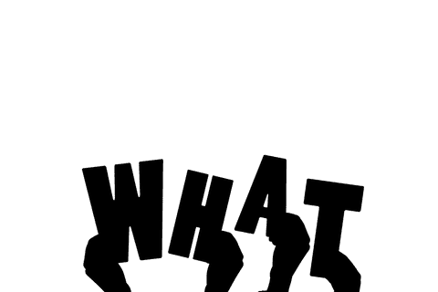 Centered hands and blue what text on transparent background