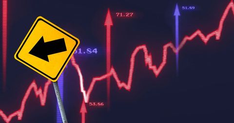 Financial growth concept with arrow sign and data charts