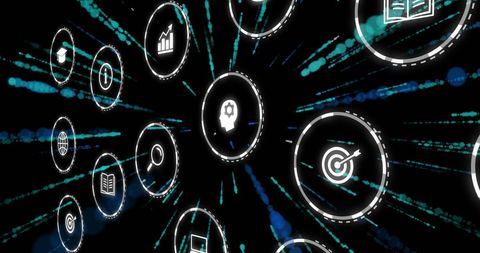 Digital Network Interface with Data and Communication Icons - Download Free Stock Images Pikwizard.com