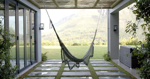 Hammock Lounge on Scenic Mountain Patio Escape - Download Free Stock Images Pikwizard.com
