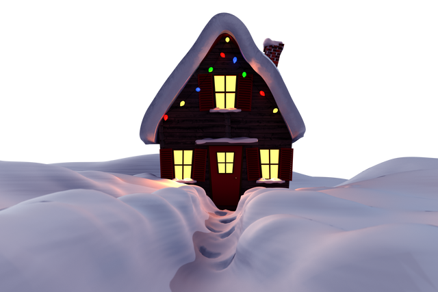 Transparent Christmas House Covered with Snow and Lights in Winter Scene - Download Free Stock Videos Pikwizard.com