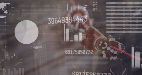 Holiday Economy Insights with Digital Data and Gingerbread Cookie - Download Free Stock Images Pikwizard.com