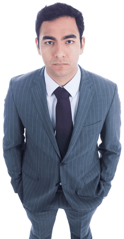 Transparent PNG of Confident Biracial Businessman in Pinstripe Suit