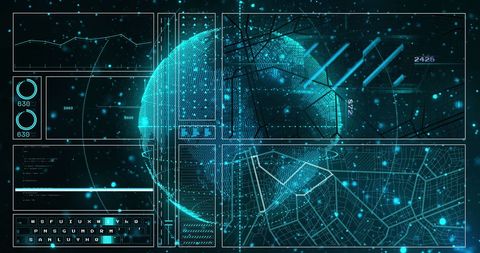 Futuristic Digital Interface Featuring Globe and Data Streams - Download Free Stock Images Pikwizard.com